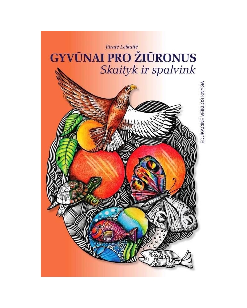 Gyvūnai pro žiūronus. Skaityk ir spalvink